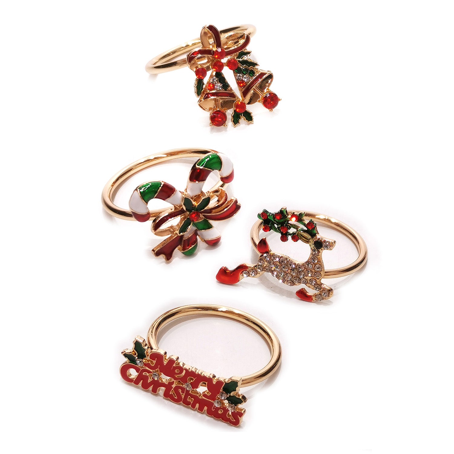 VESTIAMO CASA GRAN NATALE - Fermatovaglioli Natalizi diametro 3,5 cm - set 4 pezzi